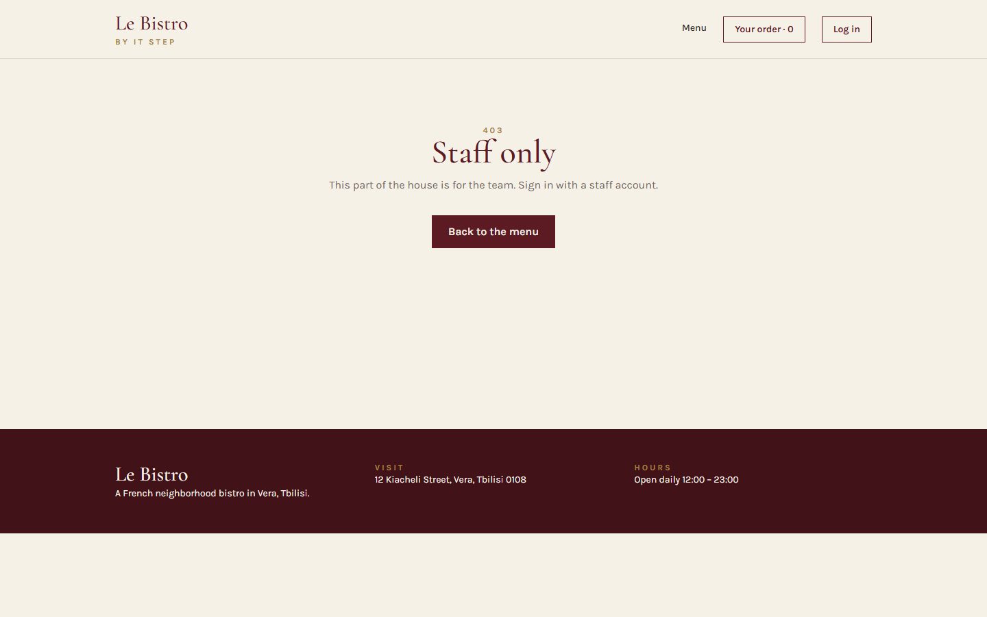 Staff only page