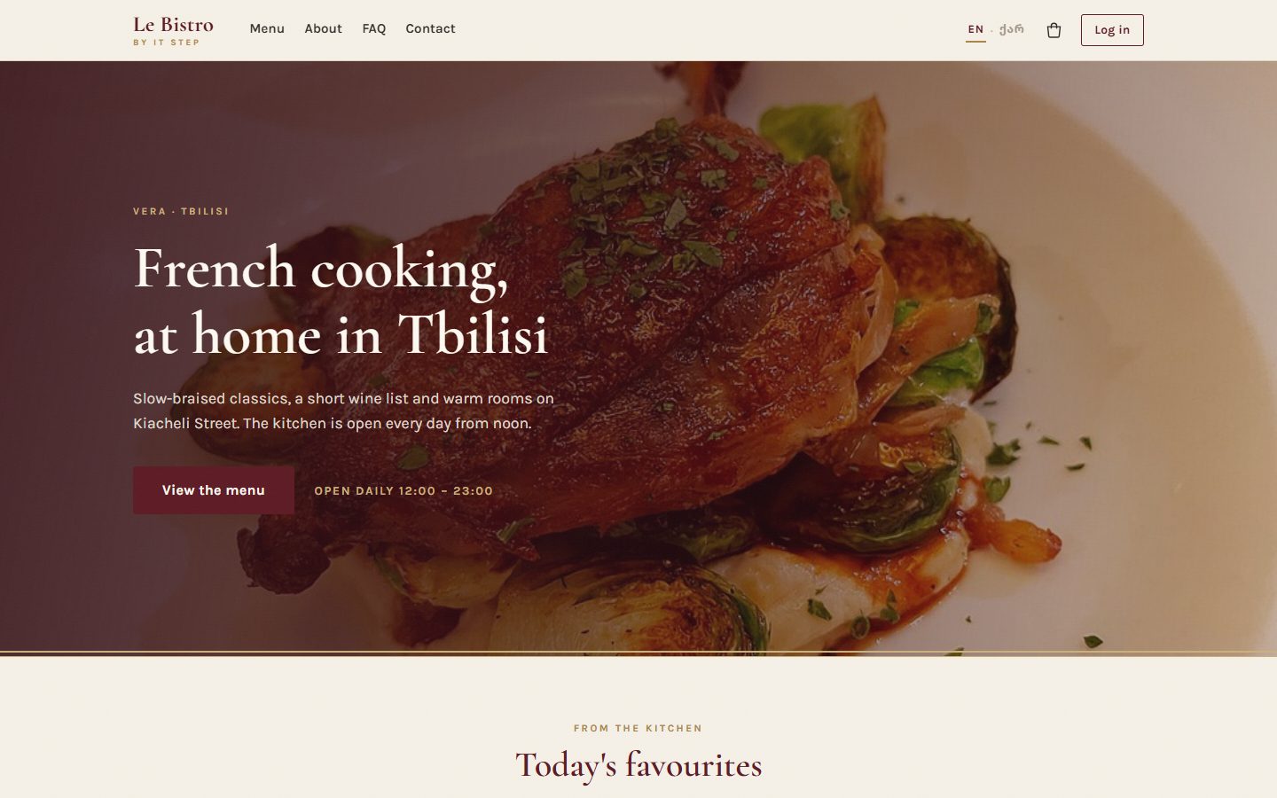 The Le Bistro home page